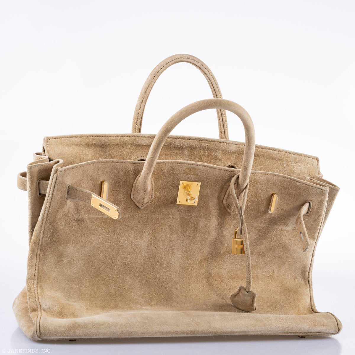 Hermes Birkin 40 Beige Veau Doblis Suede with Gold Hardware Hermes