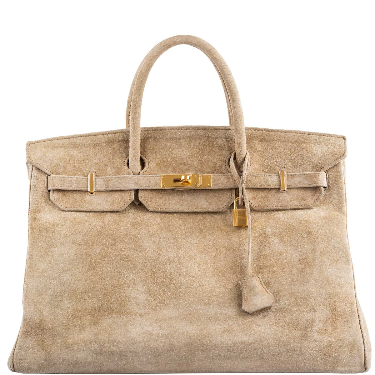 Hermes Birkin 40 Beige Veau Doblis Suede with Gold Hardware Hermes