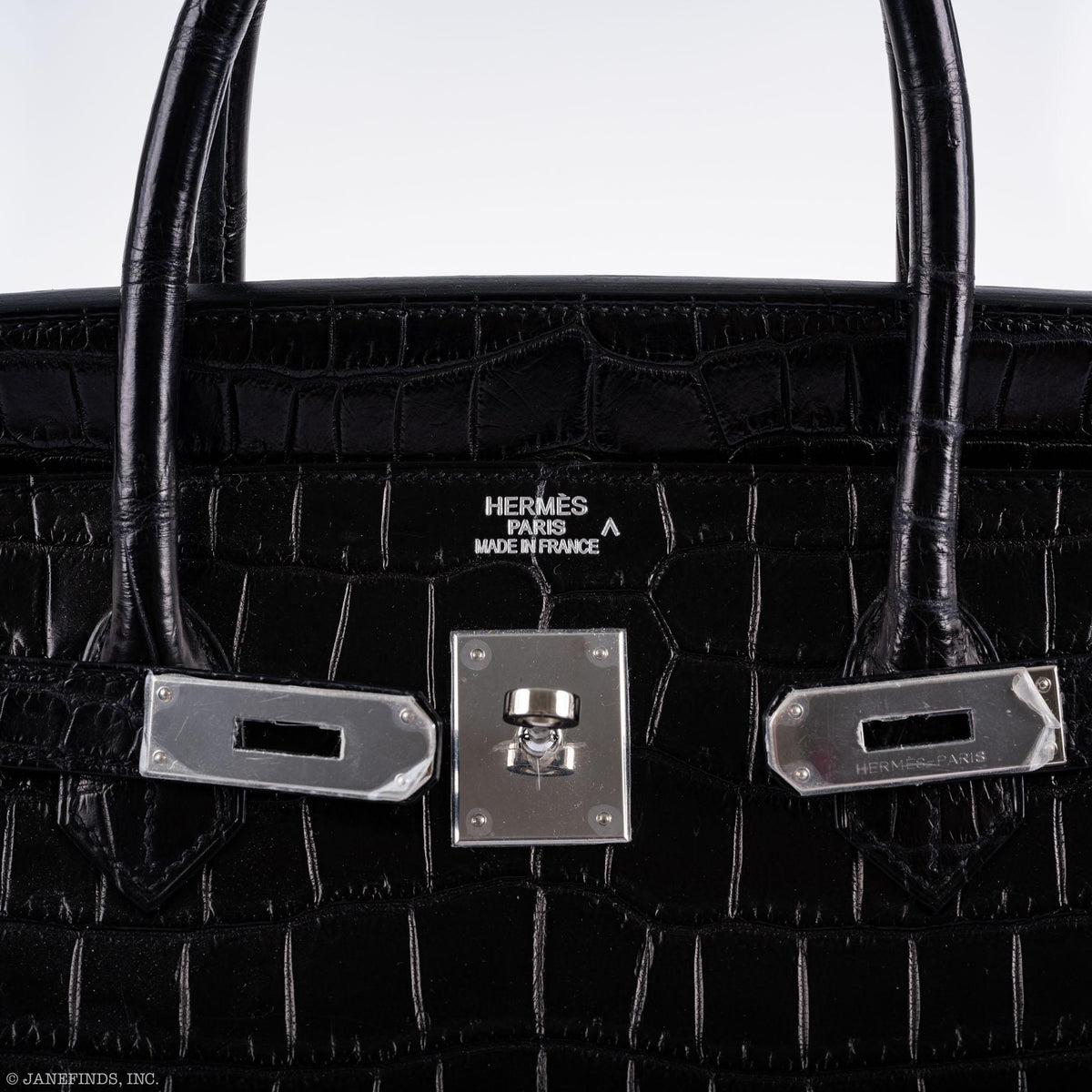 Hermes Birkin 40 Black Matte Porosus Crocodile Palladium Hardware Hermes