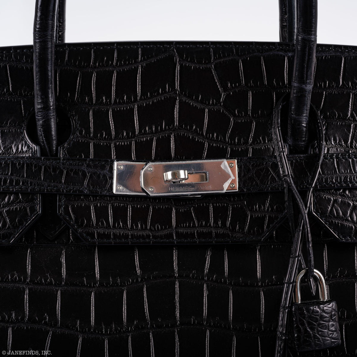 Hermes Birkin 40 Black Matte Porosus Crocodile Palladium Hardware Hermes
