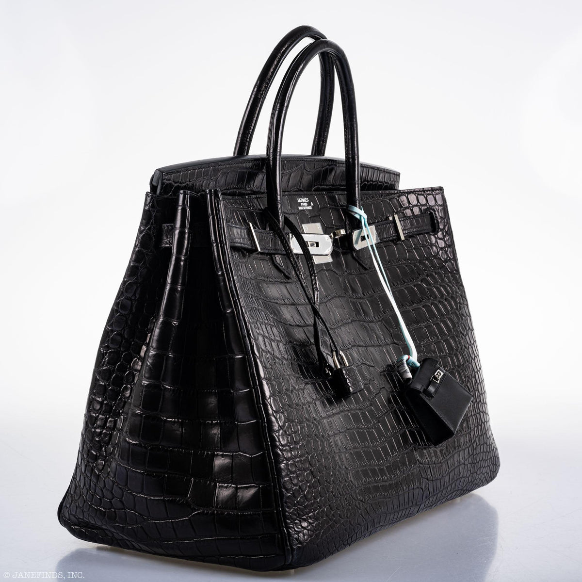 Hermes Birkin 40 Black Matte Porosus Crocodile Palladium Hardware Hermes