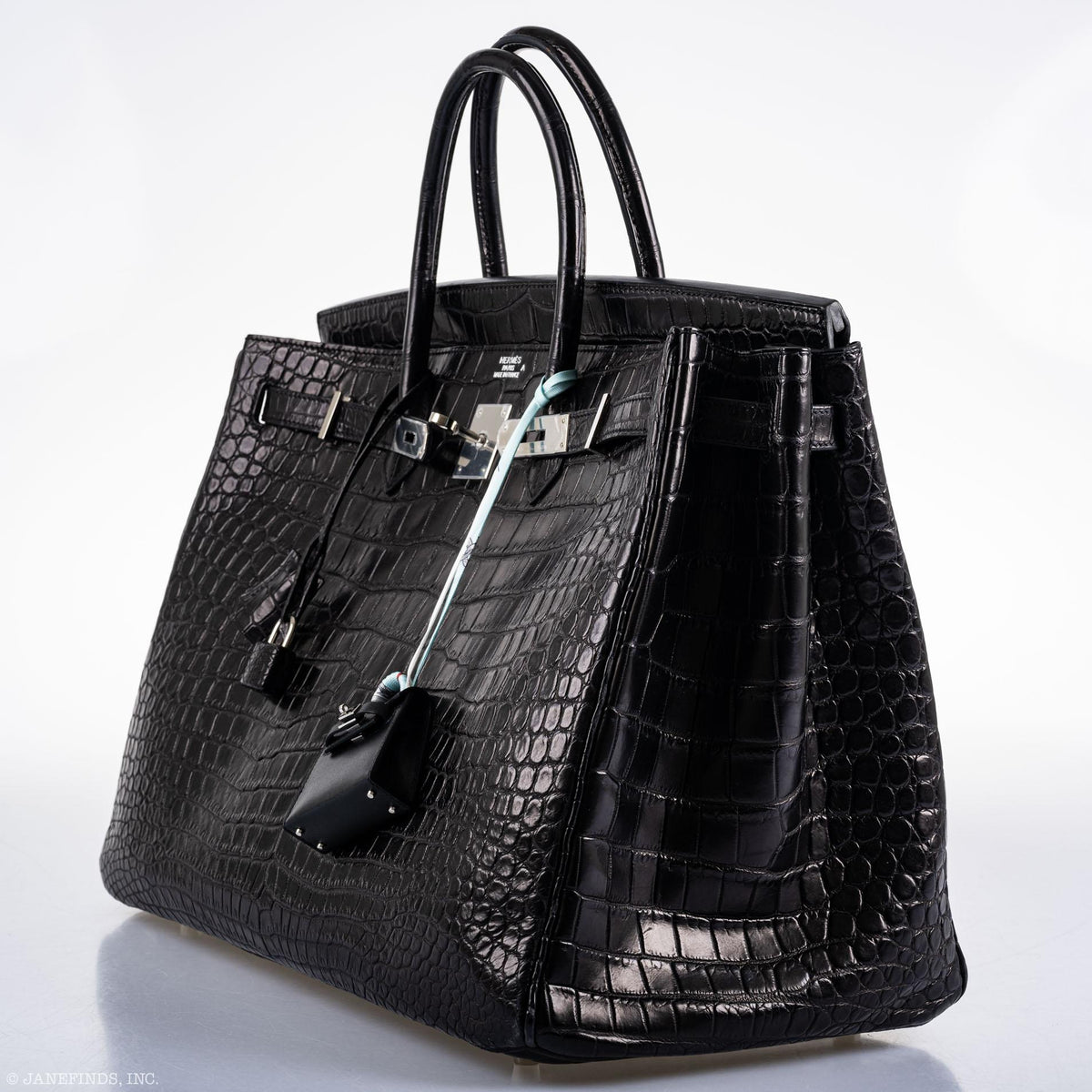 Hermes Birkin 40 Black Matte Porosus Crocodile Palladium Hardware Hermes