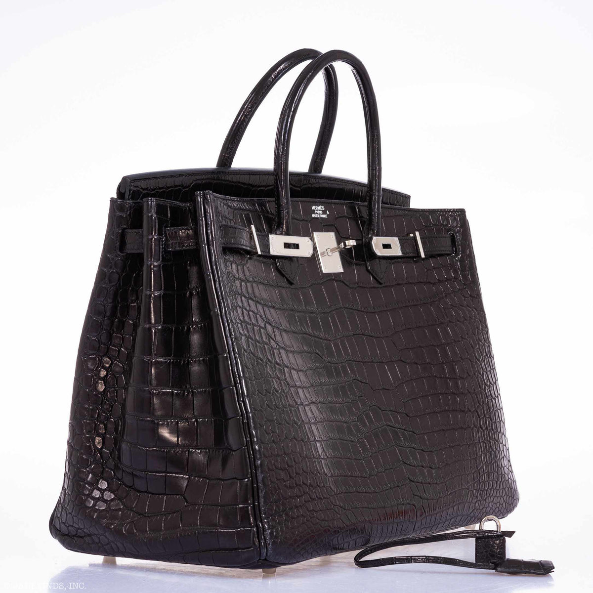 Hermes Birkin 40 Black Matte Porosus Crocodile Palladium Hardware Hermes