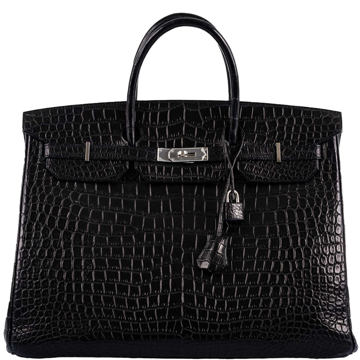 Hermes Birkin 40 Black Matte Porosus Crocodile Palladium Hardware Hermes