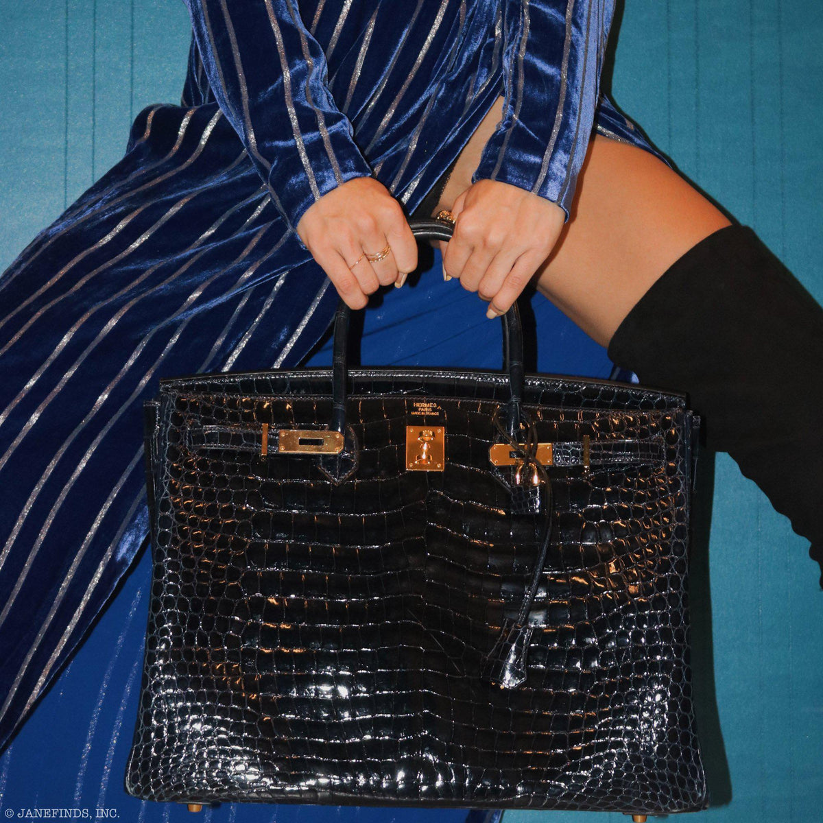 Hermes Birkin 40 Blue Nuit Porosus Crocodile Gold Hardware Hermes