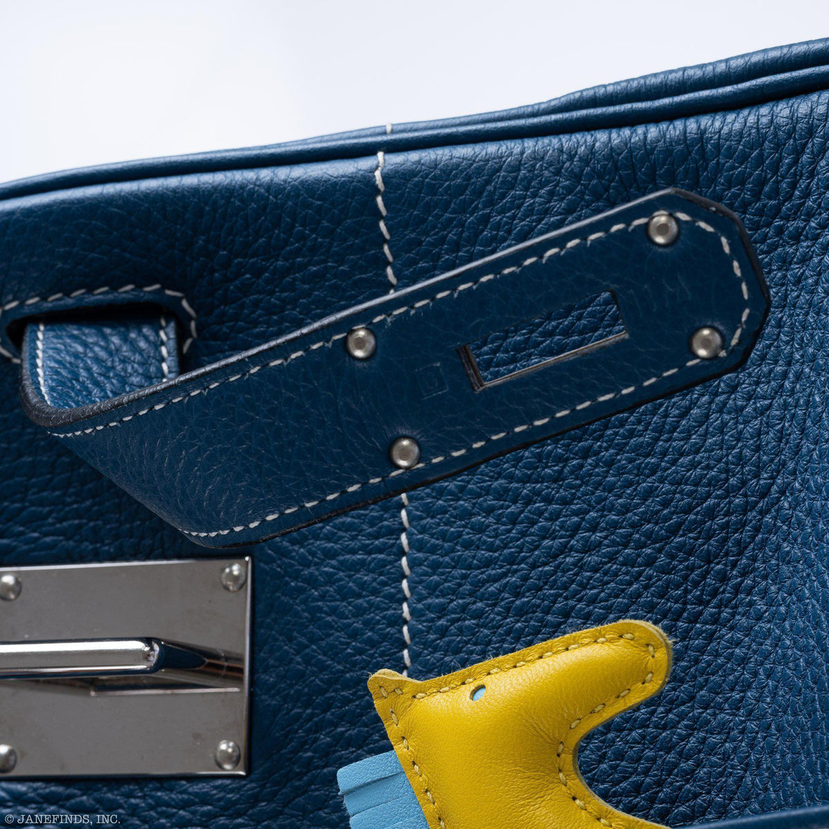 Hermes Birkin 40 HAC Blue Thalassa Togo & White Stitching Palladium Hardware Hermes