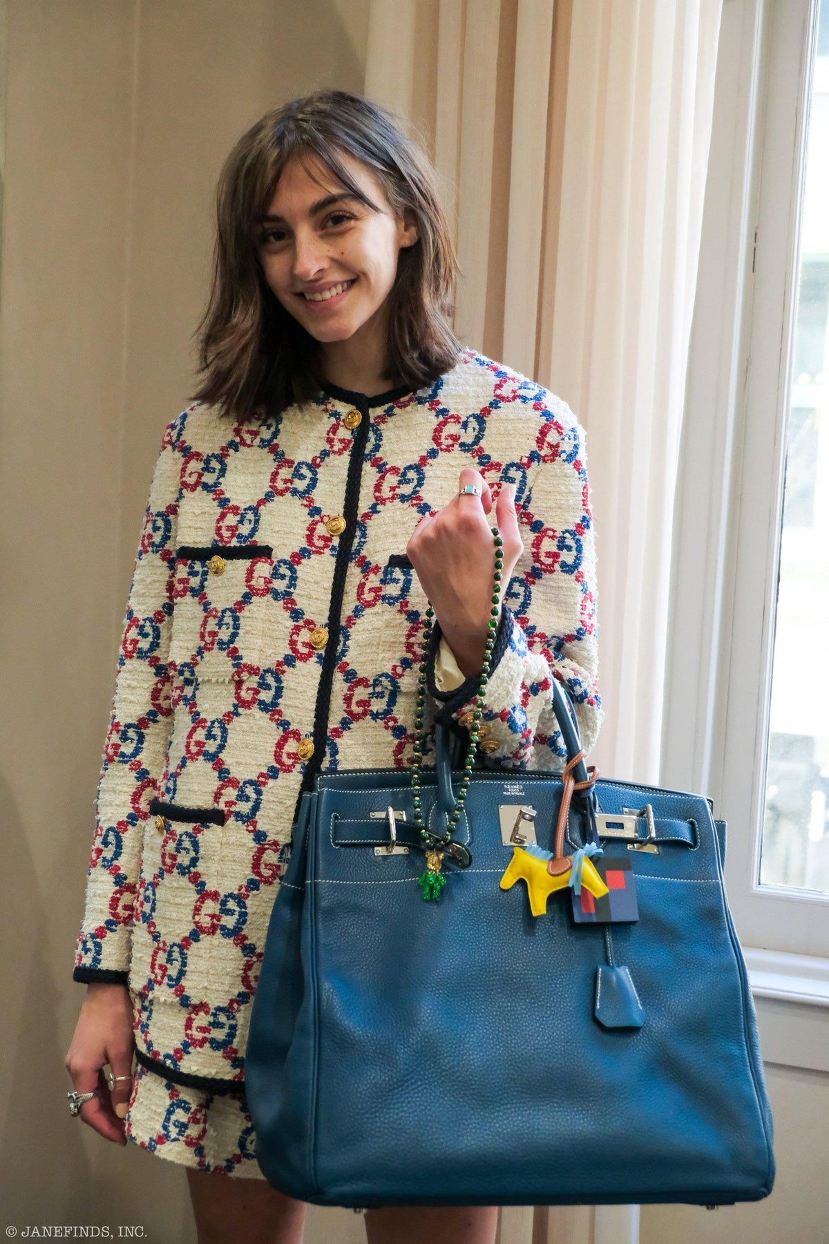 Hermes Birkin 40 HAC Blue Thalassa Togo & White Stitching Palladium Hardware Hermes