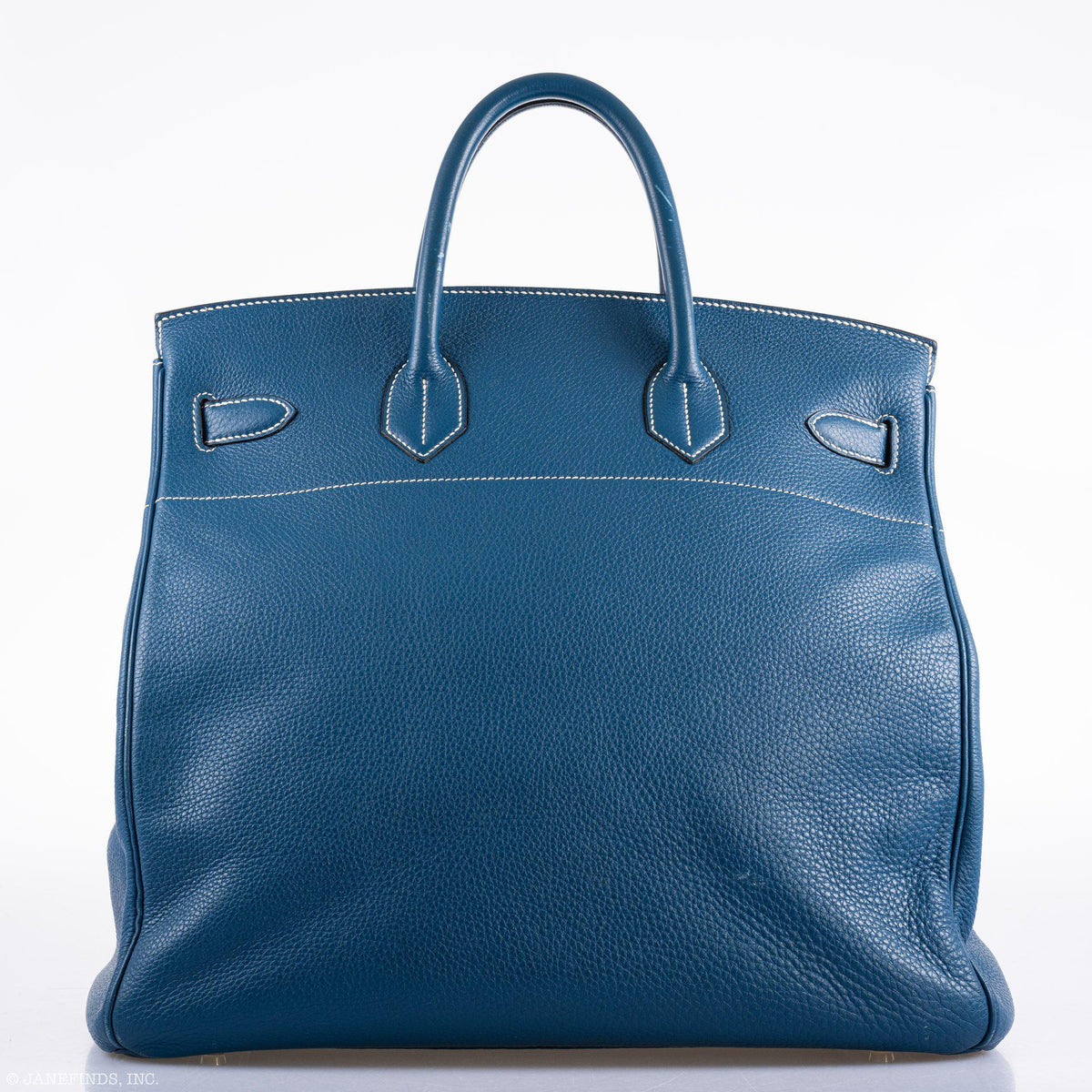 Hermes Birkin 40 HAC Blue Thalassa Togo & White Stitching Palladium Hardware Hermes