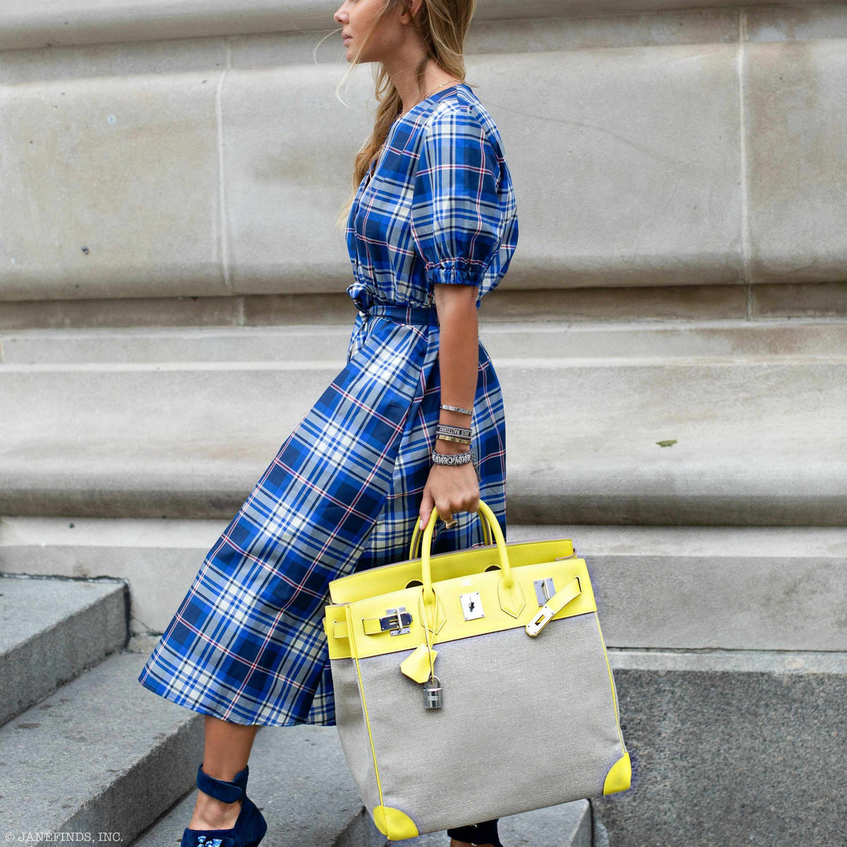 Hermes Birkin 40 HAC Lime & Ficelle Evercolor Toile De Camp Palladium Hardware Hermes