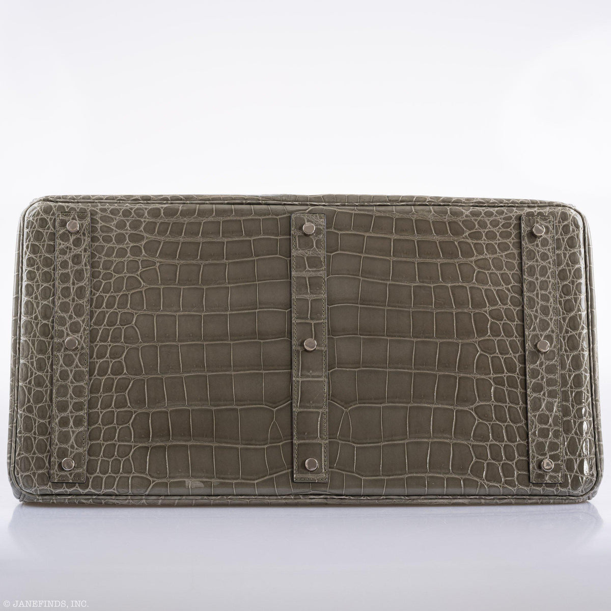 Hermes Birkin 50 HAC Gris Tourterelle Shiny Porosus Crocodile Palladium Hardware Hermes