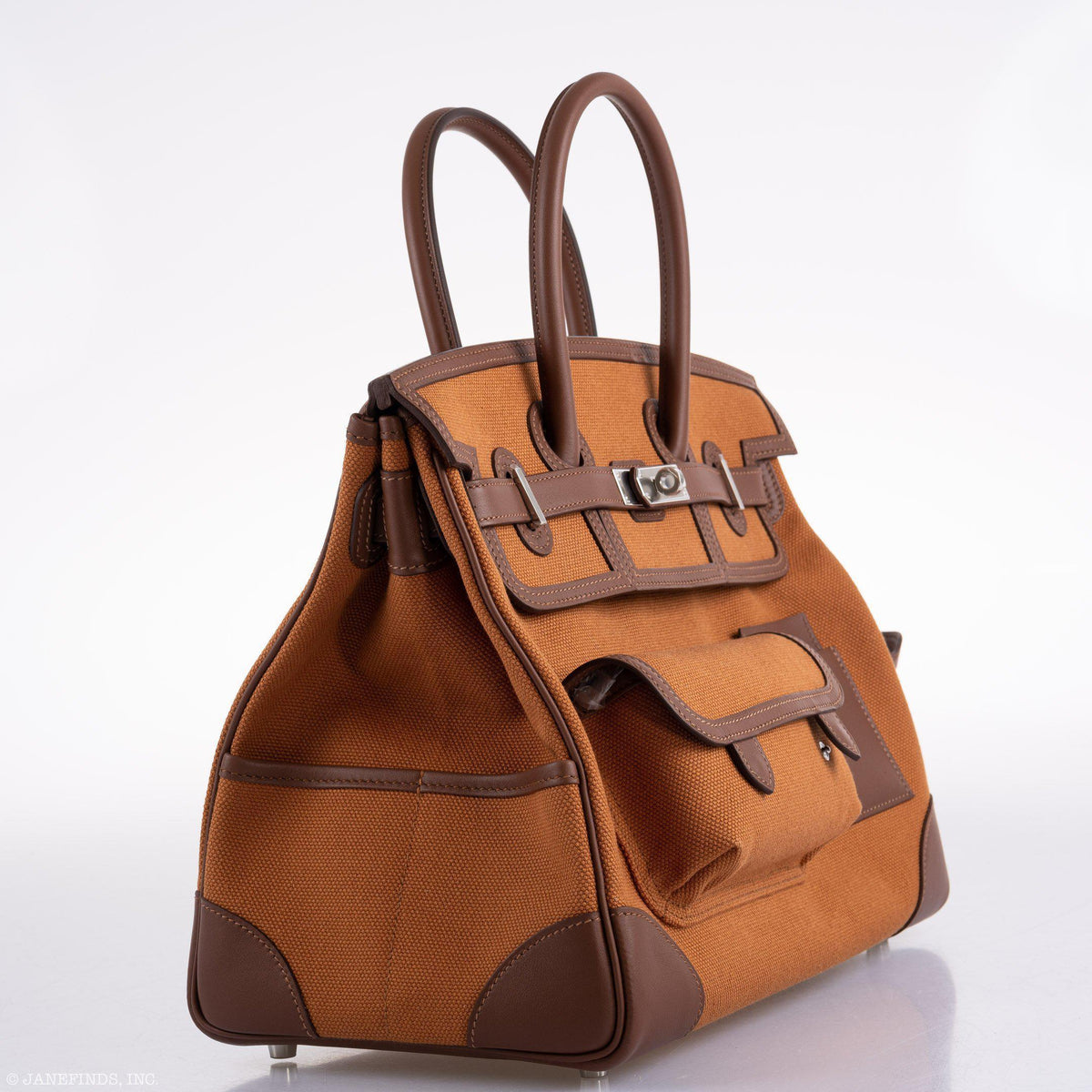 Hermes Birkin Cargo 35 Marron d’Inde Swift & Gold Canvas Palladium Hardware Hermes