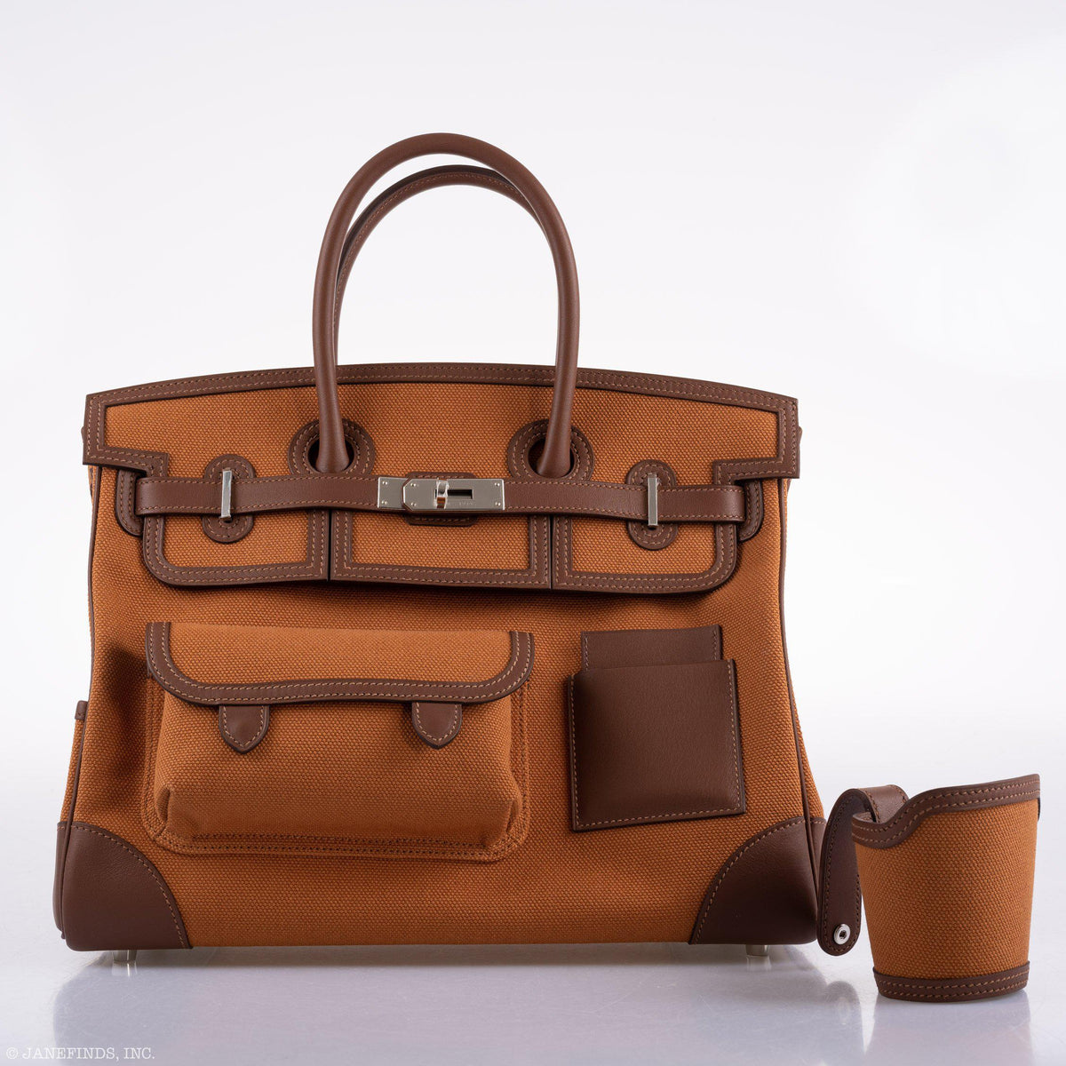 Hermes Birkin Cargo 35 Marron d’Inde Swift & Gold Canvas Palladium Hardware Hermes