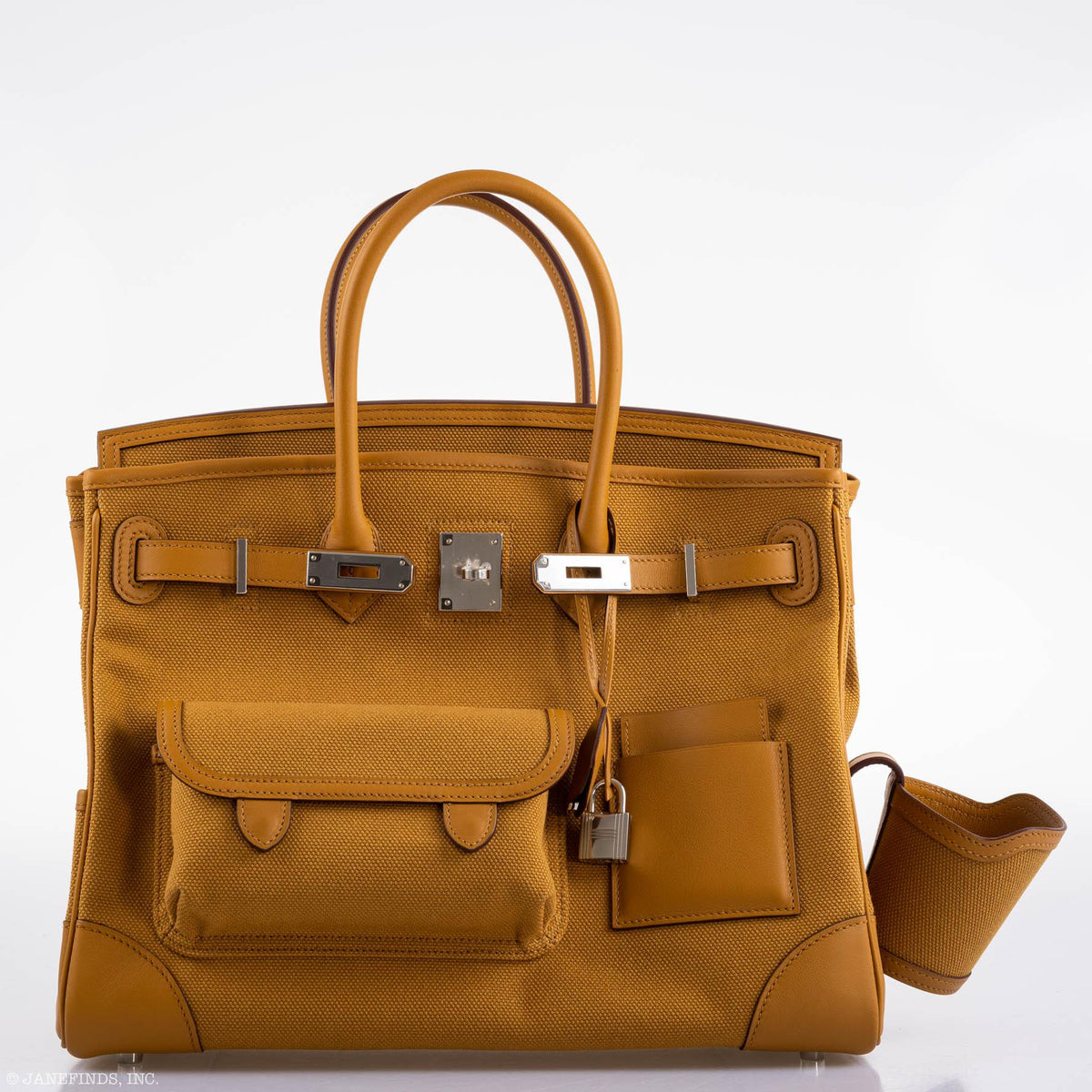 Hermes Birkin Cargo 35 Sesame Swift & Canvas Palladium Hardware Hermes