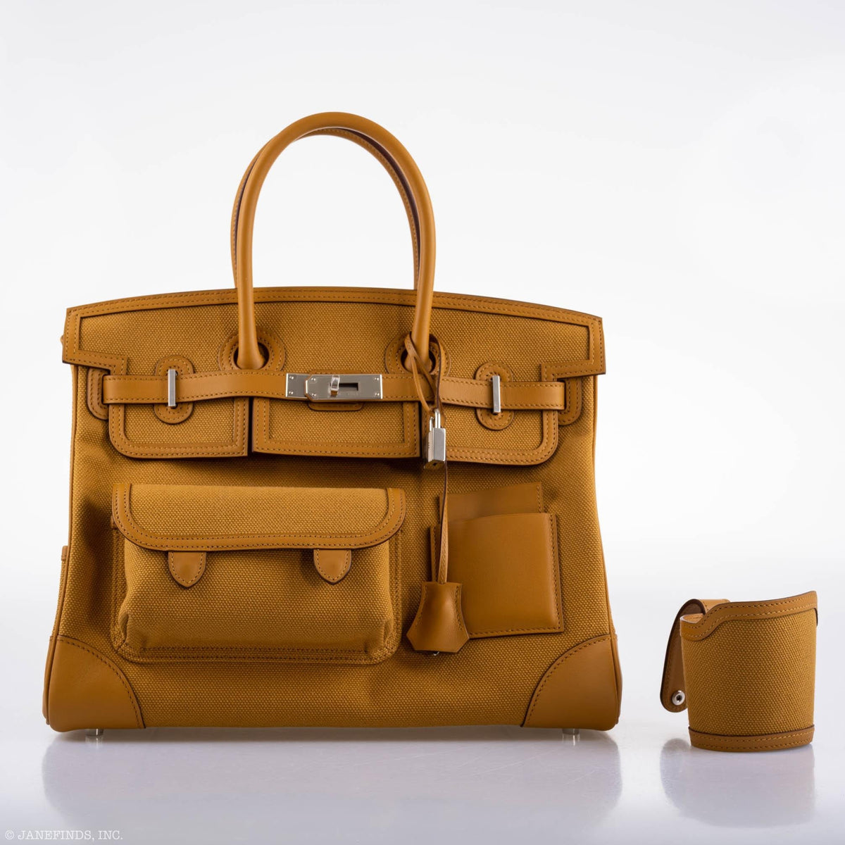 Hermes Birkin Cargo 35 Sesame Swift & Canvas Palladium Hardware Hermes