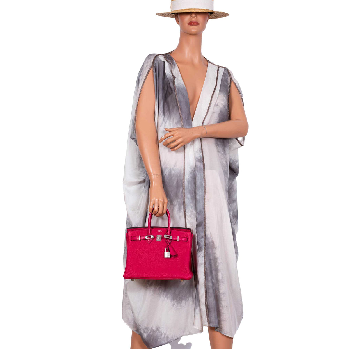 Hermes Birkin Touch 25 Framboise Togo & Matte Alligator Palladium Hardware Hermes