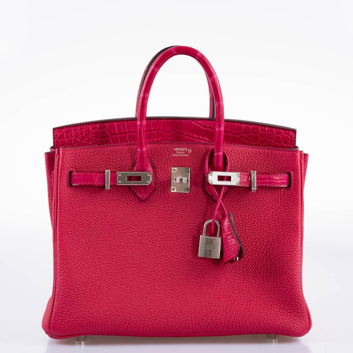 Hermes Birkin Touch 25 Framboise Togo & Matte Alligator Palladium Hardware Hermes