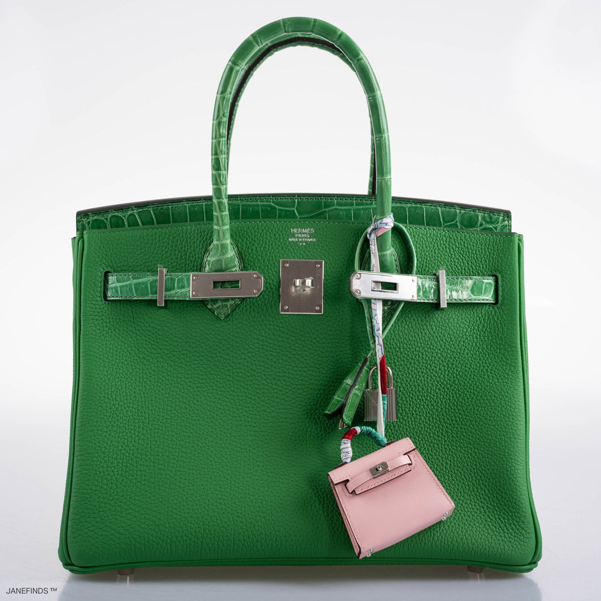 Hermes Birkin Touch 30 Bambou (Bamboo) Togo & Cactus Niloticus Crocodile Palladium Hardware Hermes