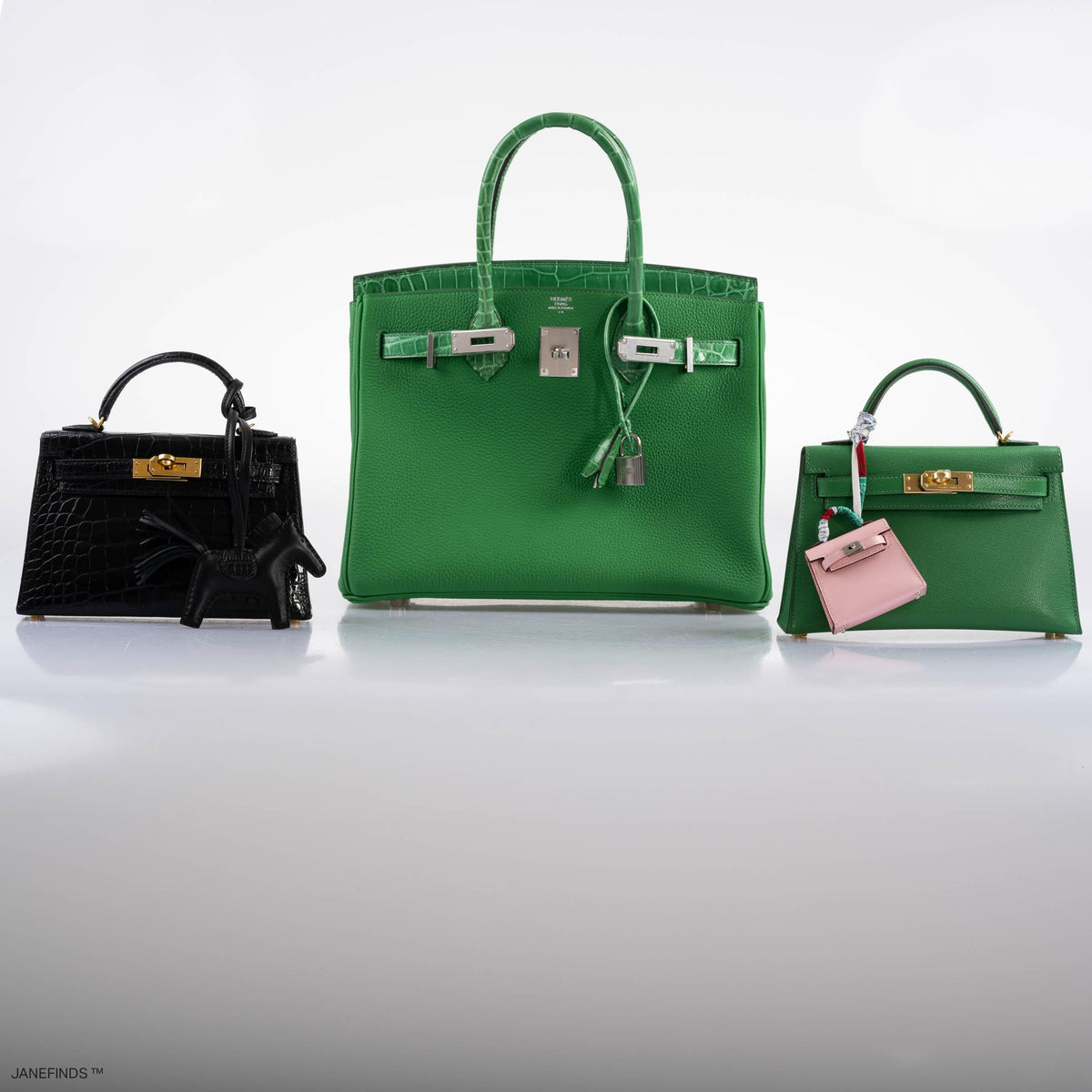 Hermes Birkin Touch 30 Bambou (Bamboo) Togo & Cactus Niloticus Crocodile Palladium Hardware Hermes