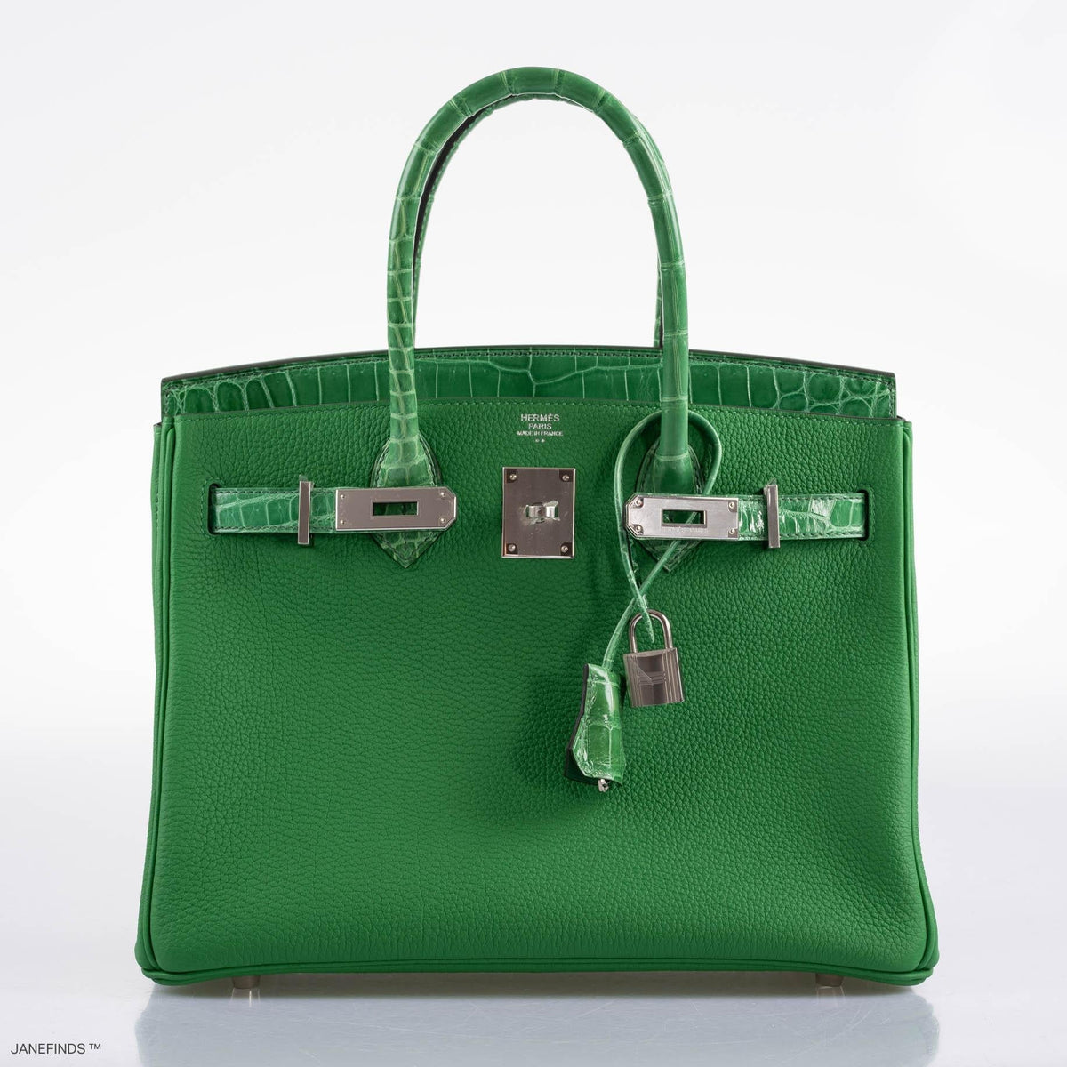 Hermes Birkin Touch 30 Bambou (Bamboo) Togo & Cactus Niloticus Crocodile Palladium Hardware Hermes