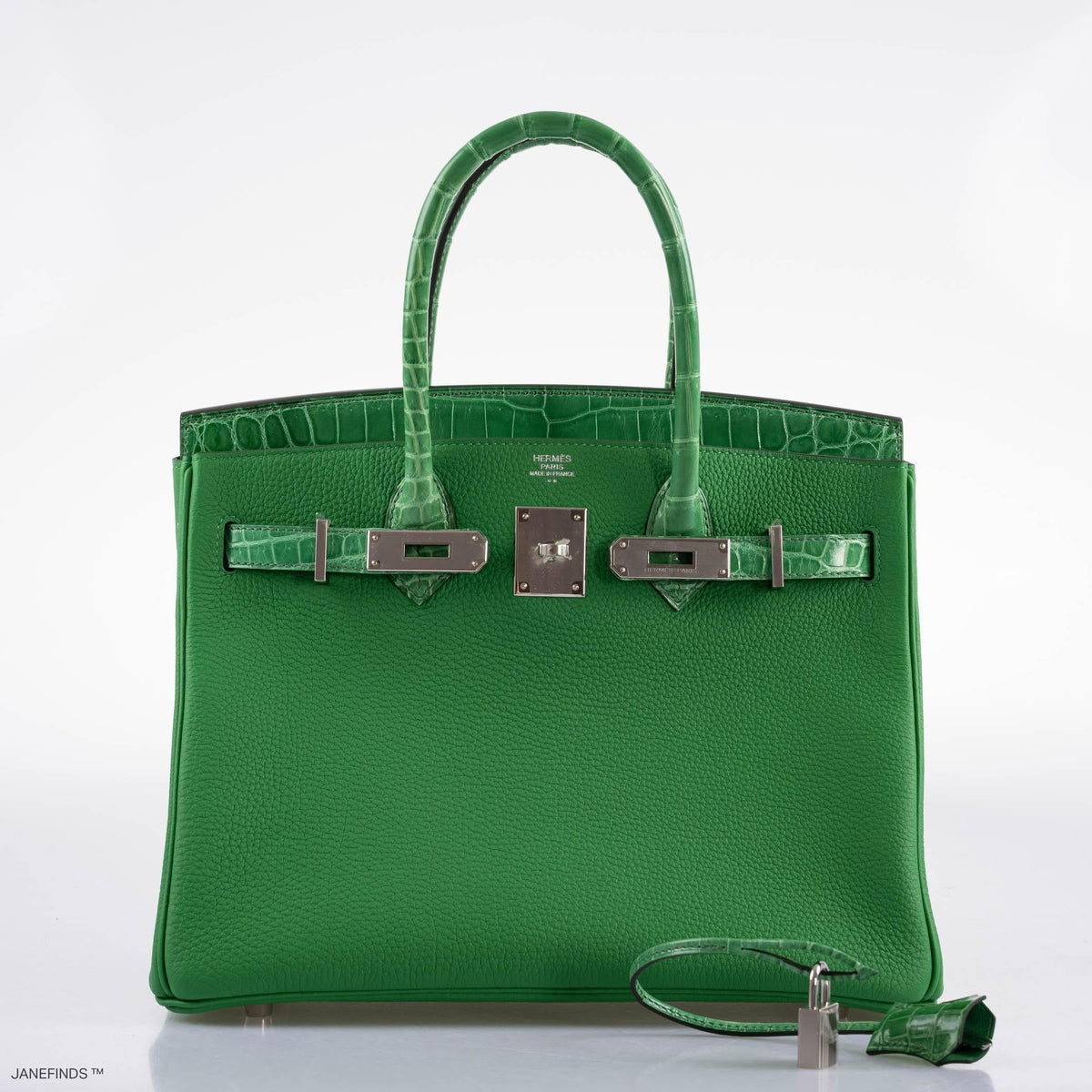 Hermes Birkin Touch 30 Bambou (Bamboo) Togo & Cactus Niloticus Crocodile Palladium Hardware Hermes