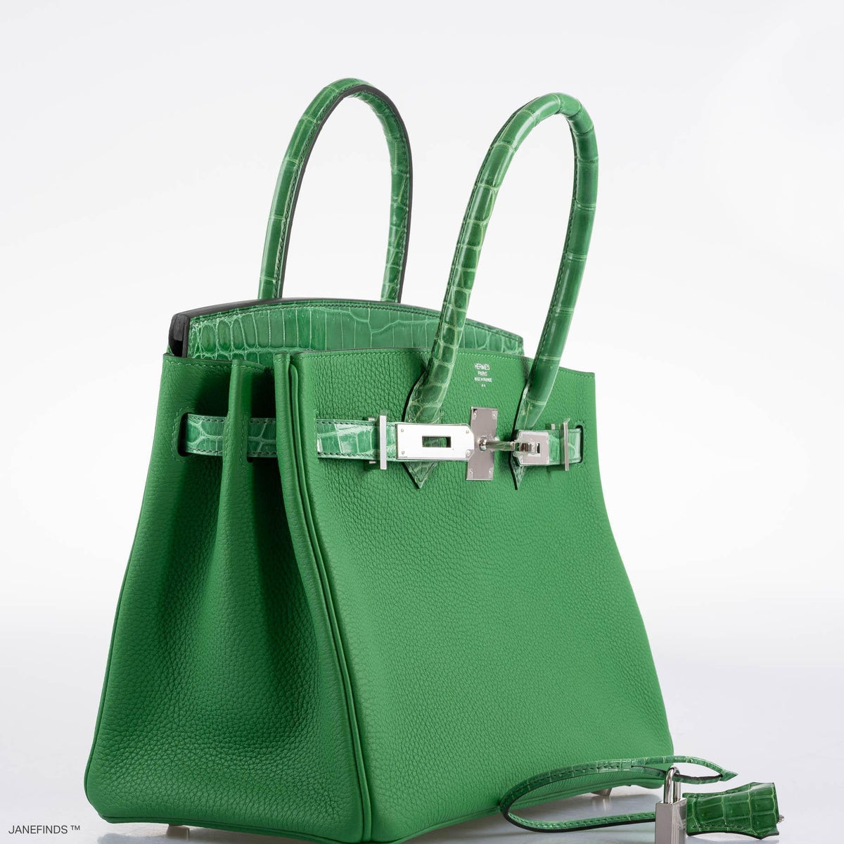 Hermes Birkin Touch 30 Bambou (Bamboo) Togo & Cactus Niloticus Crocodile Palladium Hardware Hermes