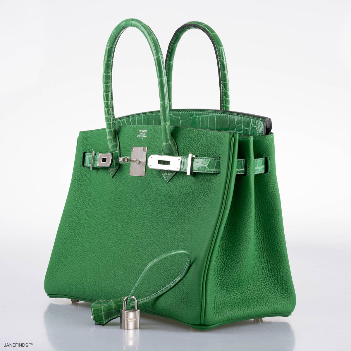 Hermes Birkin Touch 30 Bambou (Bamboo) Togo & Cactus Niloticus Crocodile Palladium Hardware Hermes