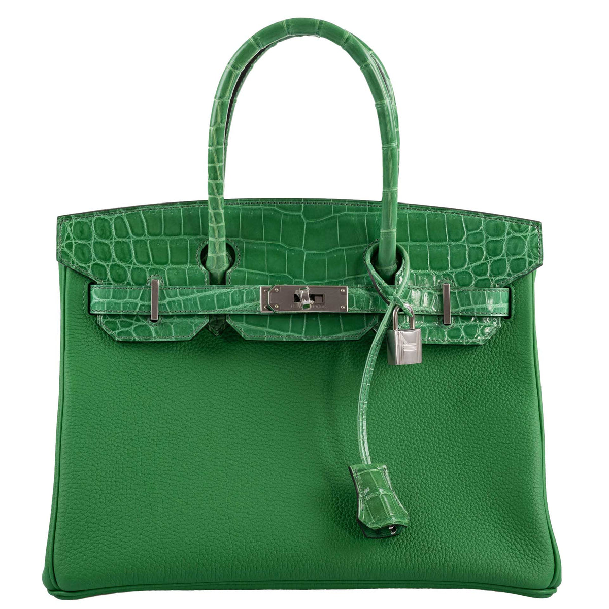 Hermes Birkin Touch 30 Bambou (Bamboo) Togo & Cactus Niloticus Crocodile Palladium Hardware Hermes