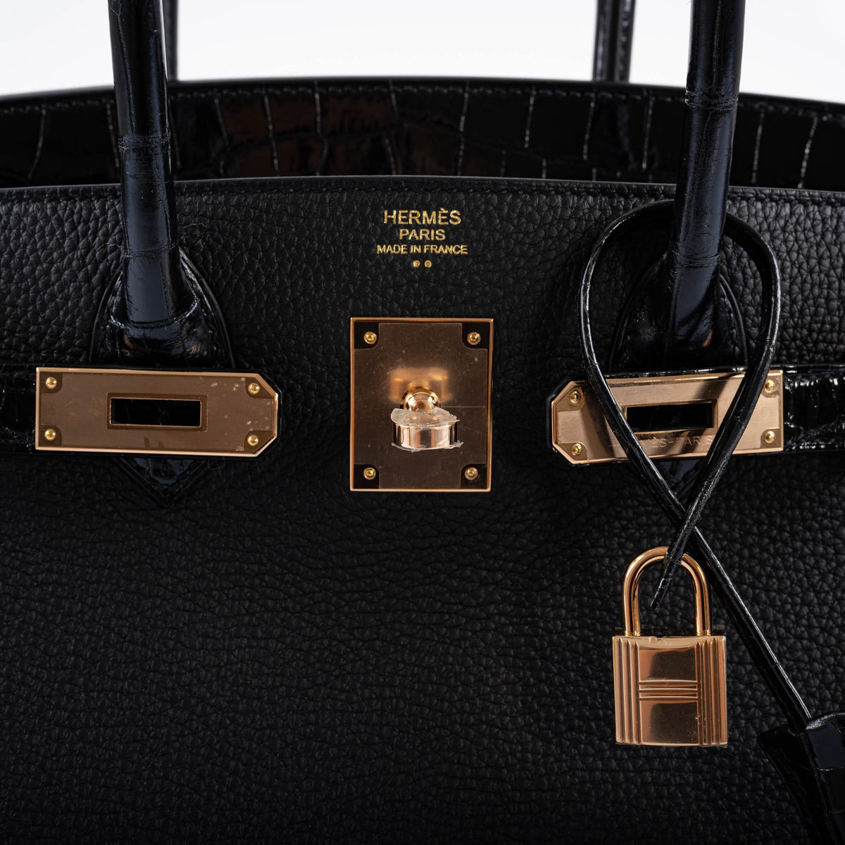 Hermes Birkin Touch 30 Black Novillo & Niloticus Crocodile Rose Gold Hardware Hermes