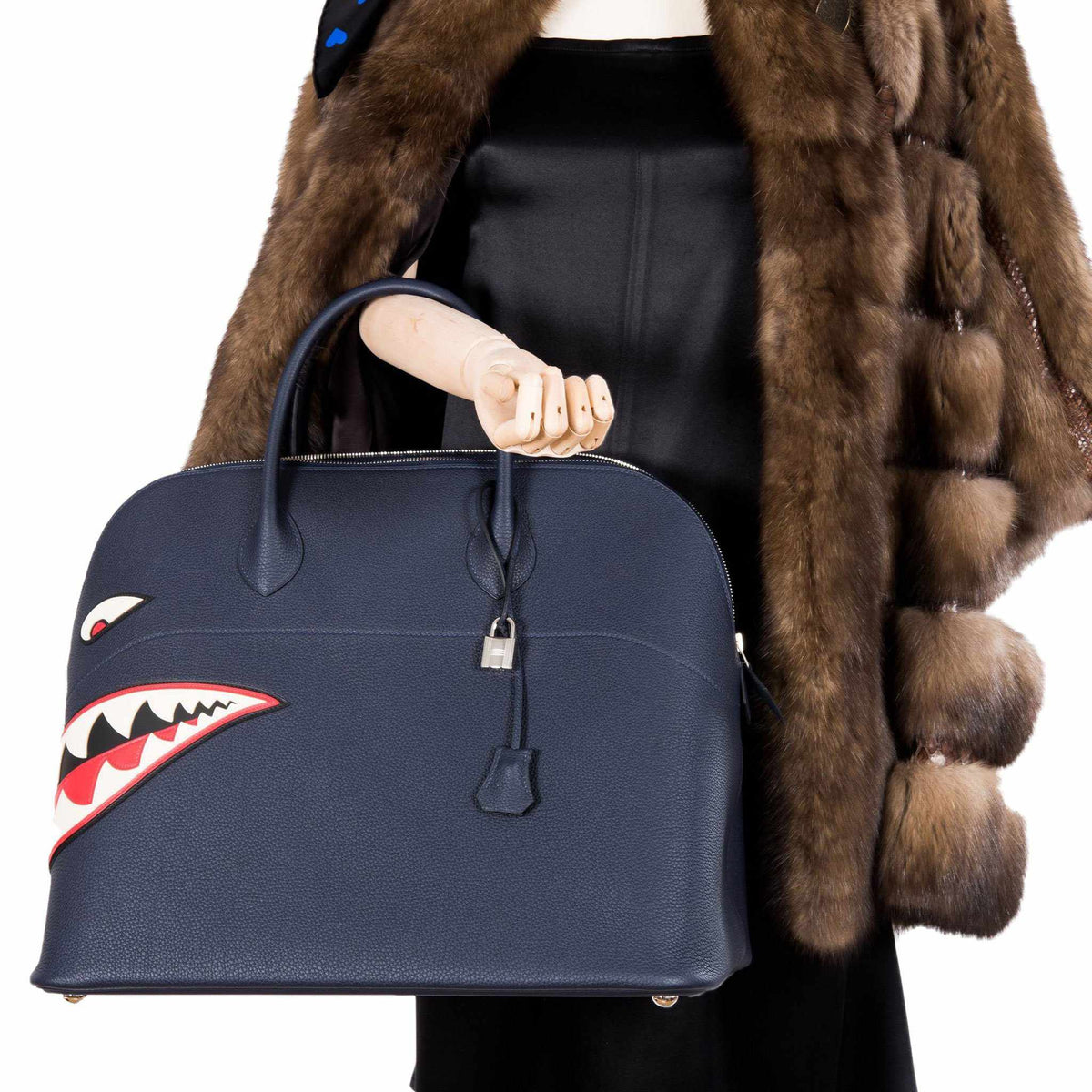 Hermes Bolide 40 Shark Indigo Blue Togo Unisex Bag Palladium Hardware Hermes