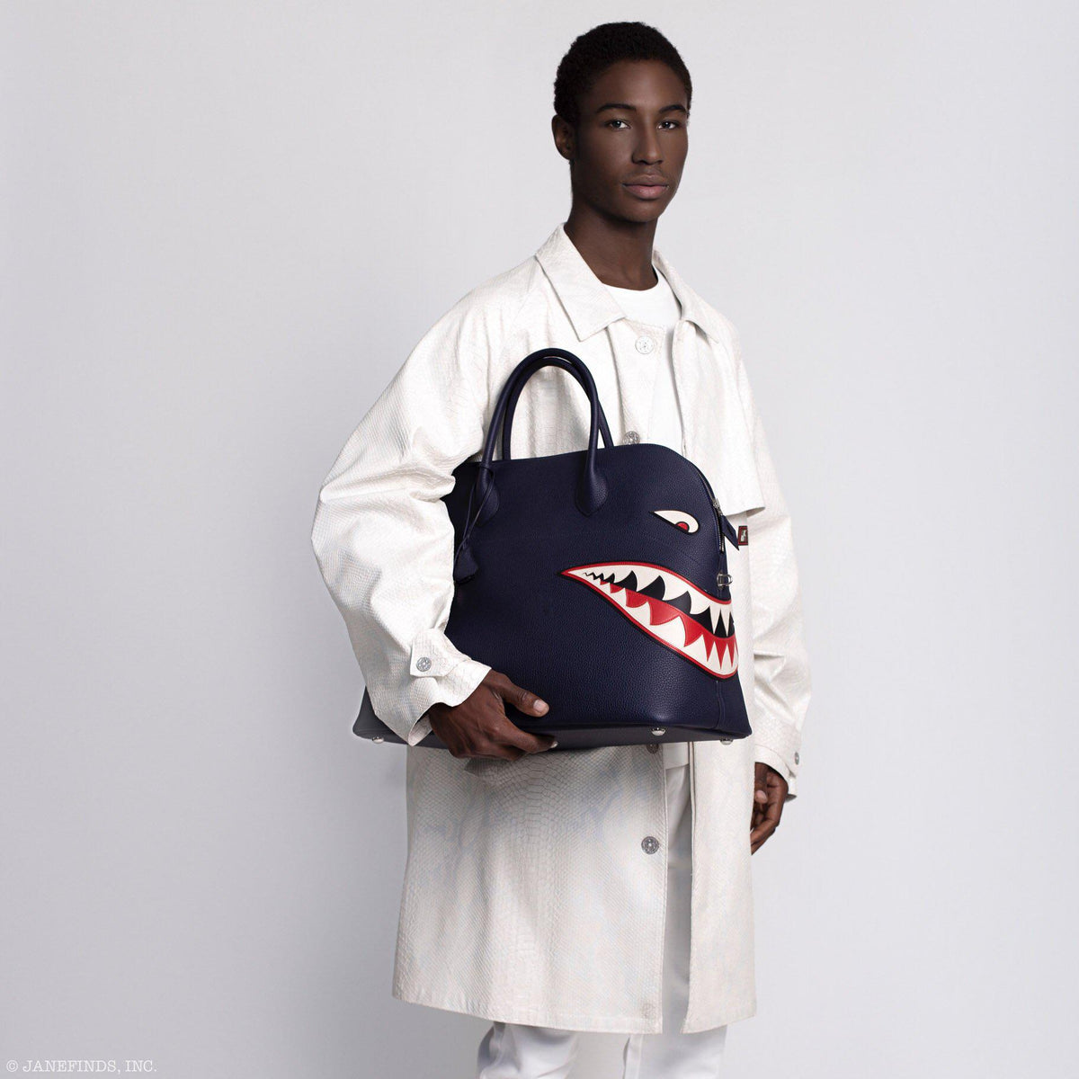 Hermes Bolide 40 Shark Indigo Blue Togo Unisex Bag Palladium Hardware Hermes