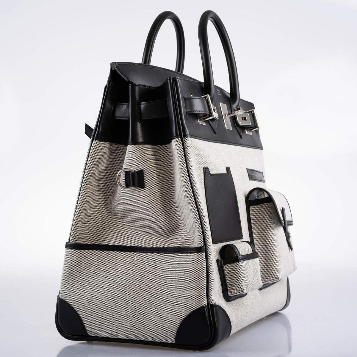 Hermes Cargo HAC Birkin 40 Black Box & Toile with Palladium Hardware Hermes