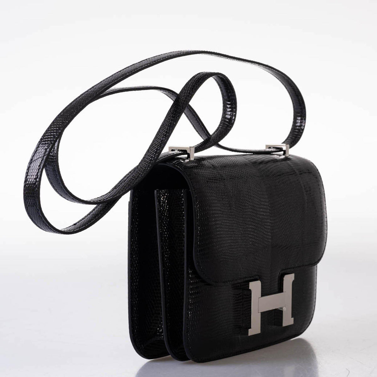 Hermes Constance 18 Black Salvator Lizard Palladium Hardware Hermes