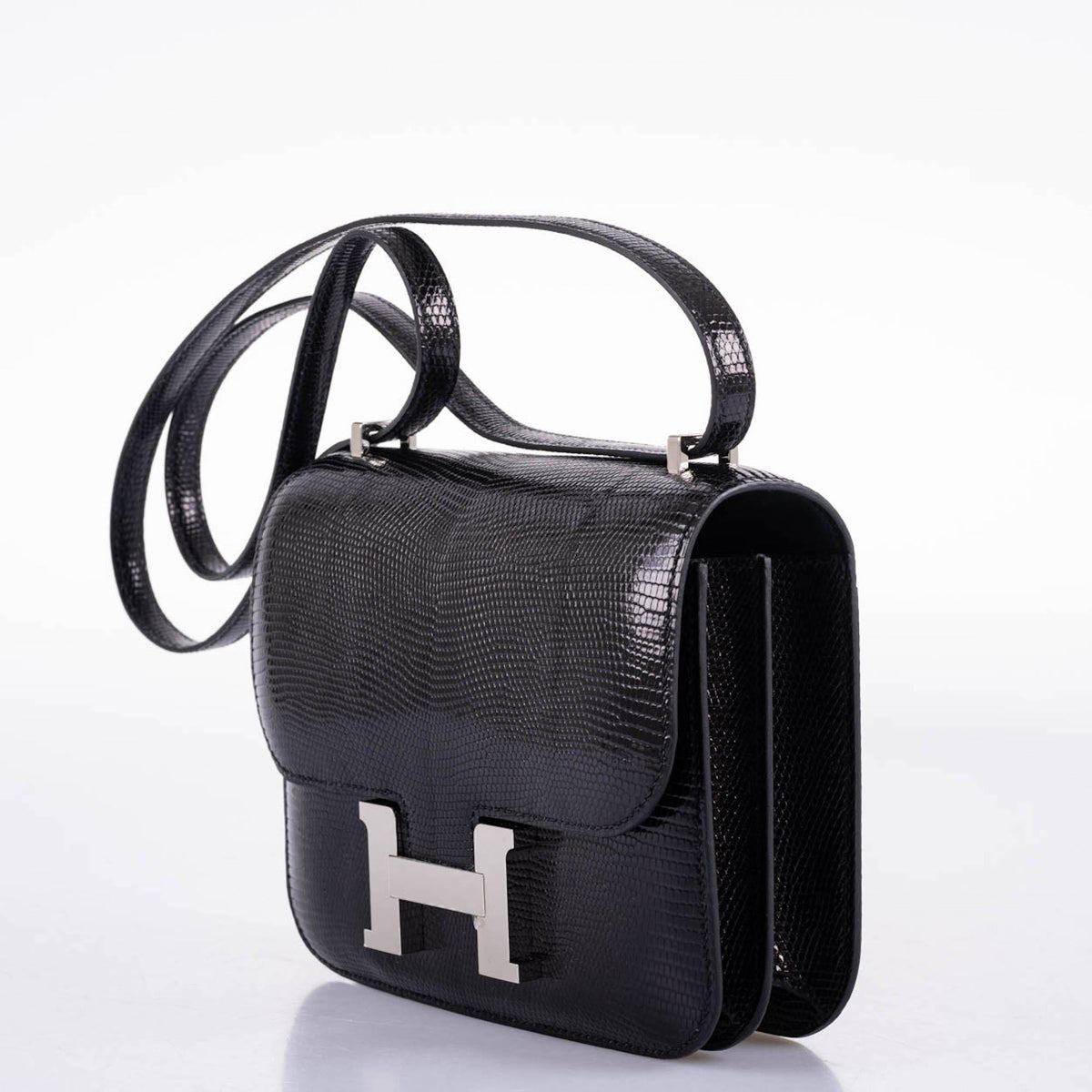 Hermes Constance 18 Black Salvator Lizard Palladium Hardware Hermes