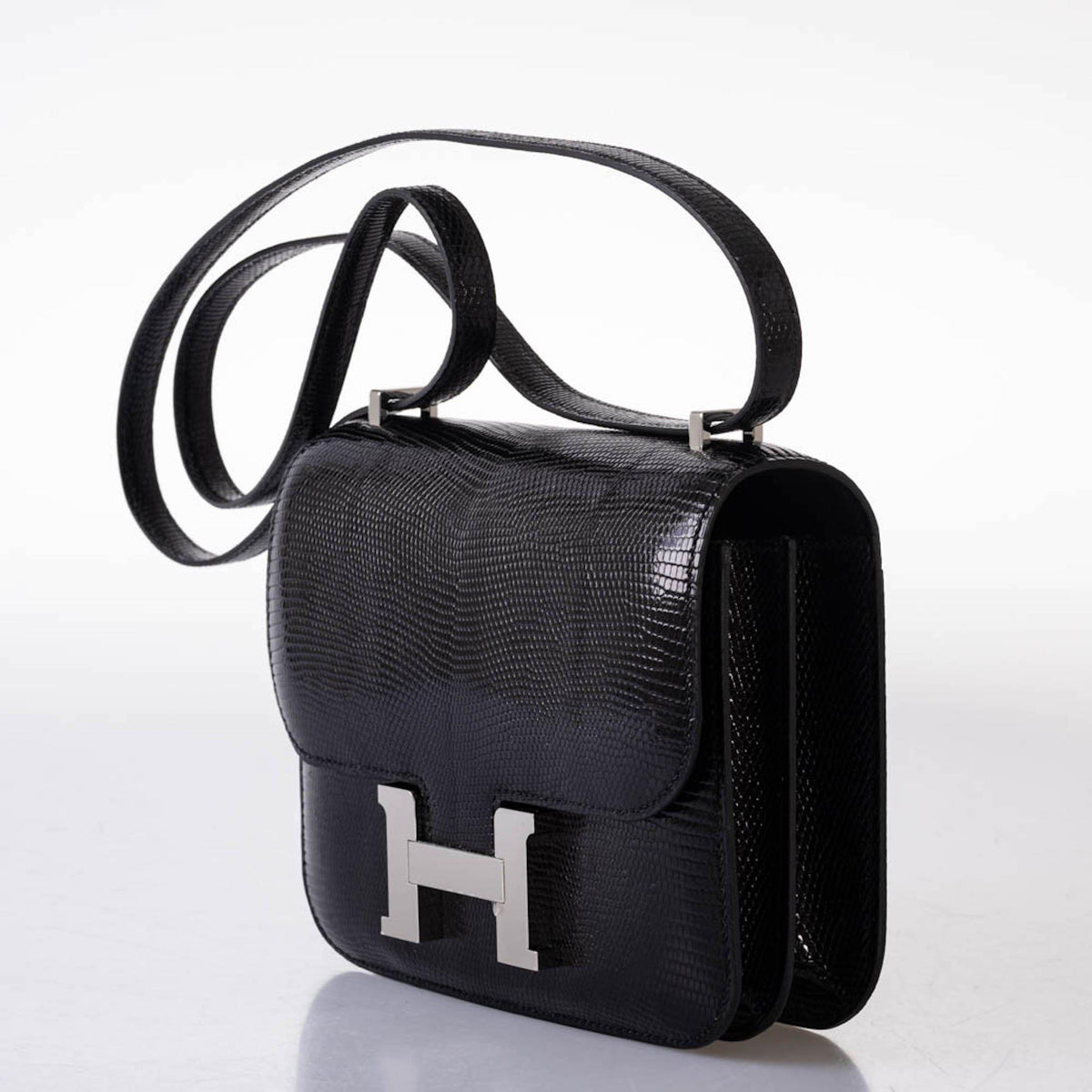 Hermes Constance 18 Black Salvator Lizard Palladium Hardware Hermes