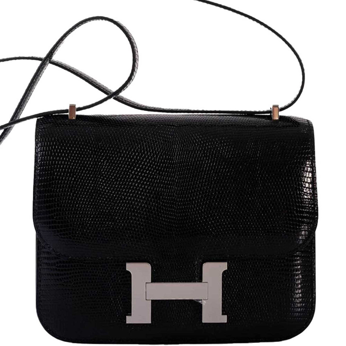 Hermes Constance 18 Black Salvator Lizard Palladium Hardware Hermes