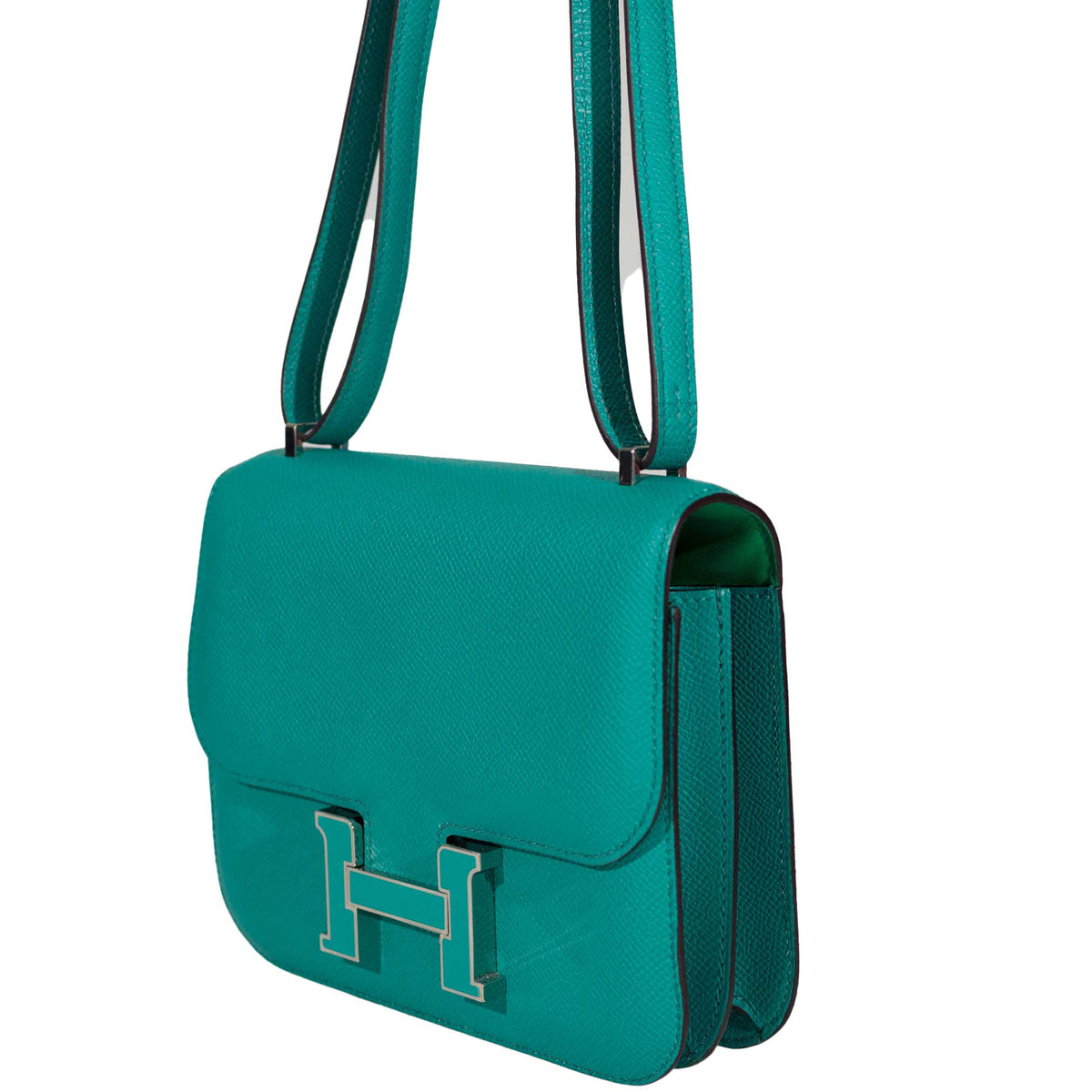 Hermes Constance 18 Blue Paon Verso Menthe Epsom Palladium Hardware Hermes