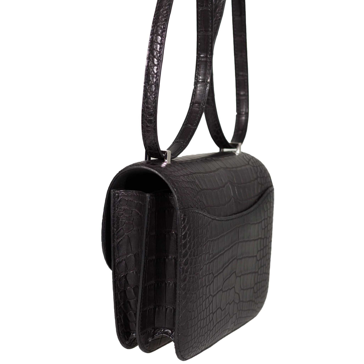 Hermes Constance 18 Mini Black Noir Matte Alligator with Lizard Buckle Palladium Hardware Hermes