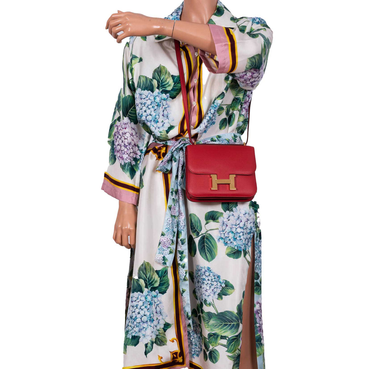 Hermes Constance 18 Rouge Casaque Tadelakt leather Gold Hardware Hermes
