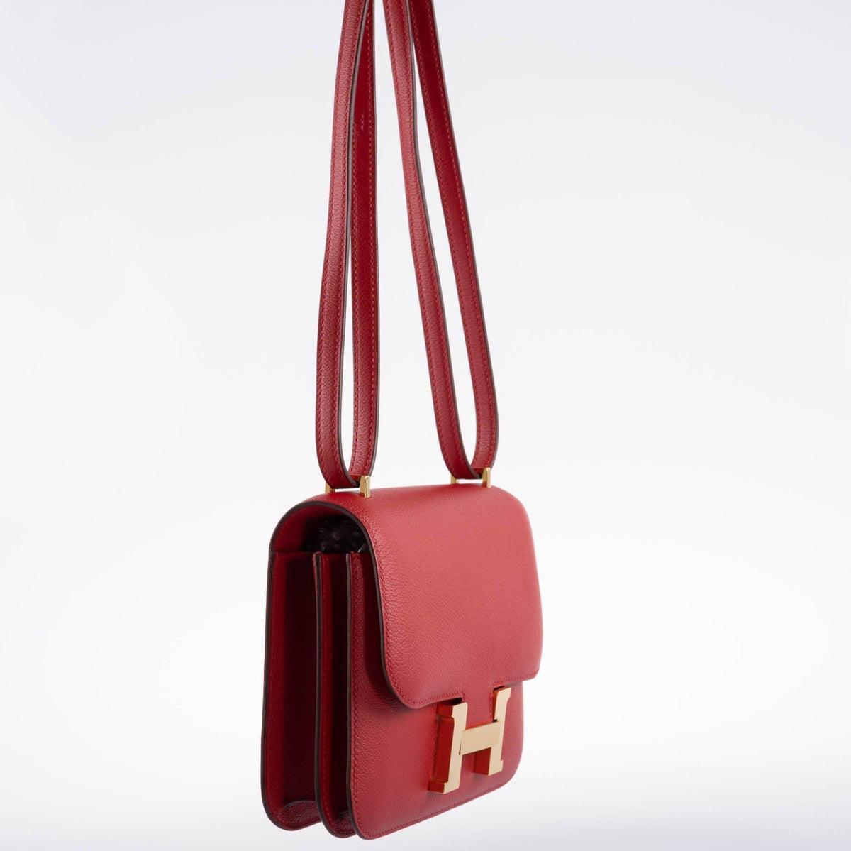 Hermes Constance 18 Rouge Casaque Tadelakt leather Gold Hardware Hermes