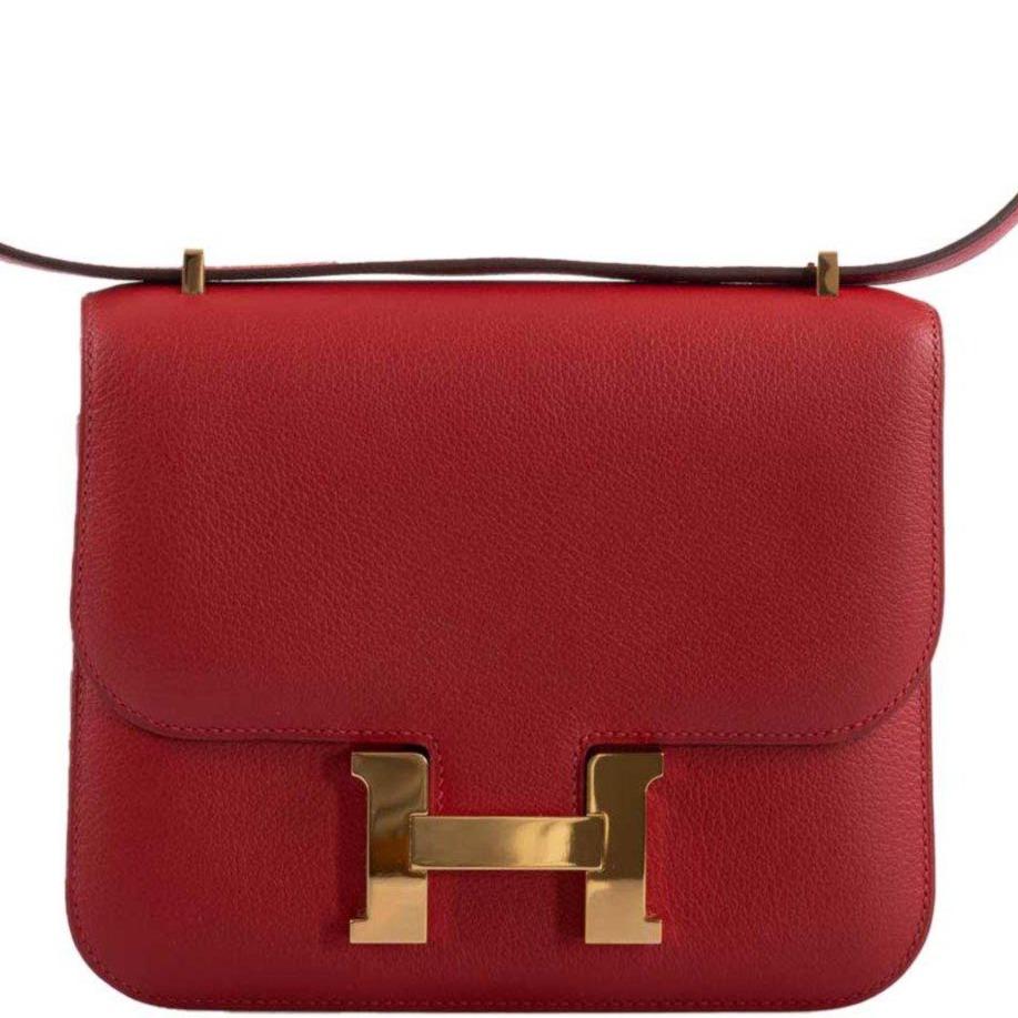 Hermes Constance 18 Rouge Casaque Tadelakt leather Gold Hardware Hermes