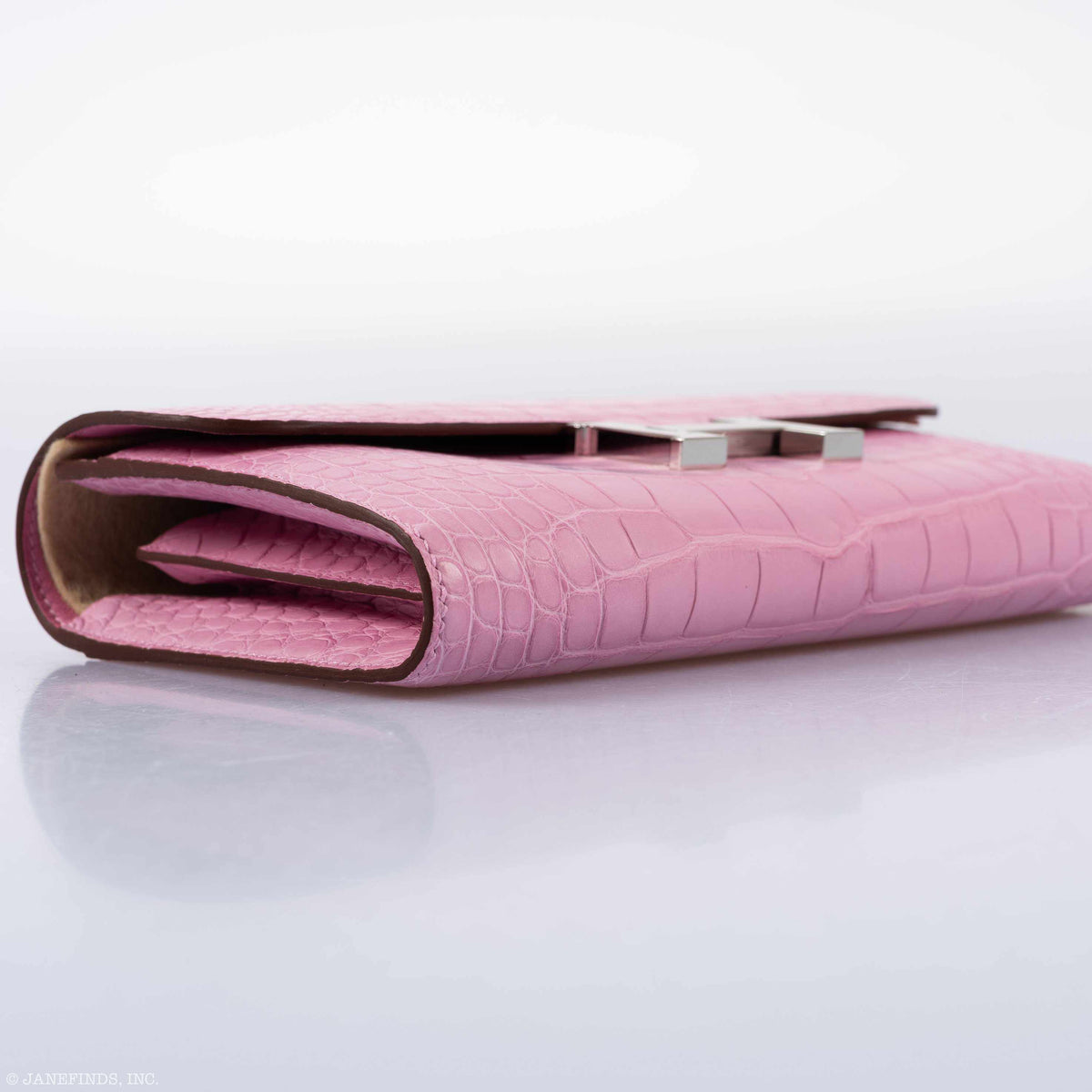 Hermes Constance Long Wallet Bubblegum Pink 5P Matte Alligator Palladium Hardware Hermes