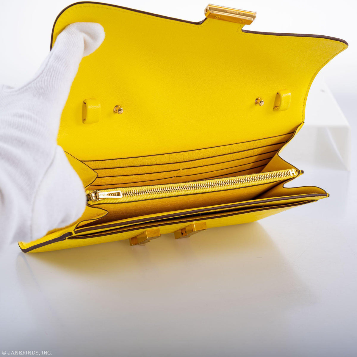 Hermes Constance Long to Go Wallet Citron Ostrich Gold Hardware Hermes