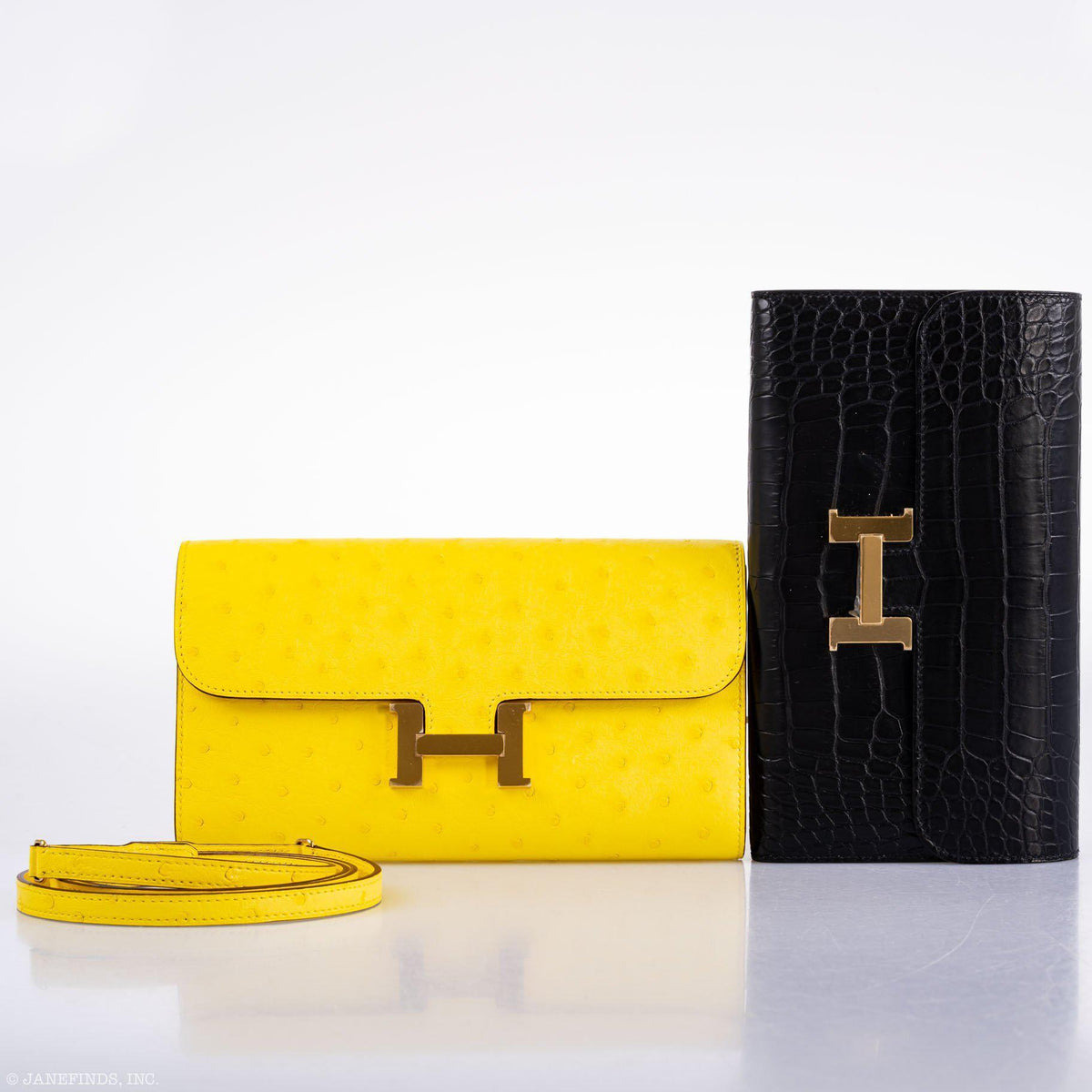 Hermes Constance Long to Go Wallet Citron Ostrich Gold Hardware Hermes