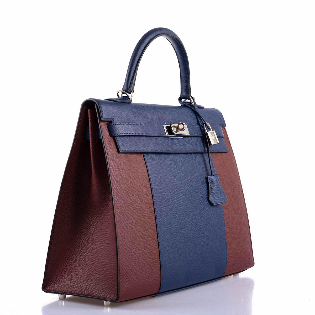 Hermes Flag Kelly 35 Sellier Blue Saphir & Rouge H Epsom Palladium Hardware Hermes