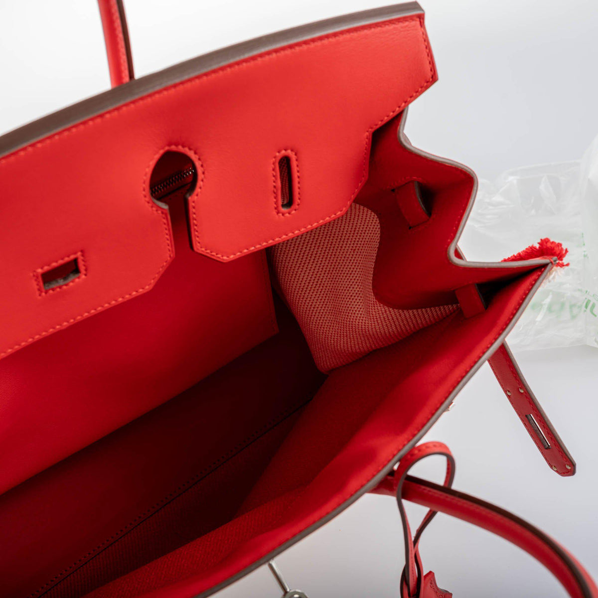 Hermes Fray Fray Birkin 35 Rouge de Cour Swift & Toile H with Palladium Hardwar Hermes