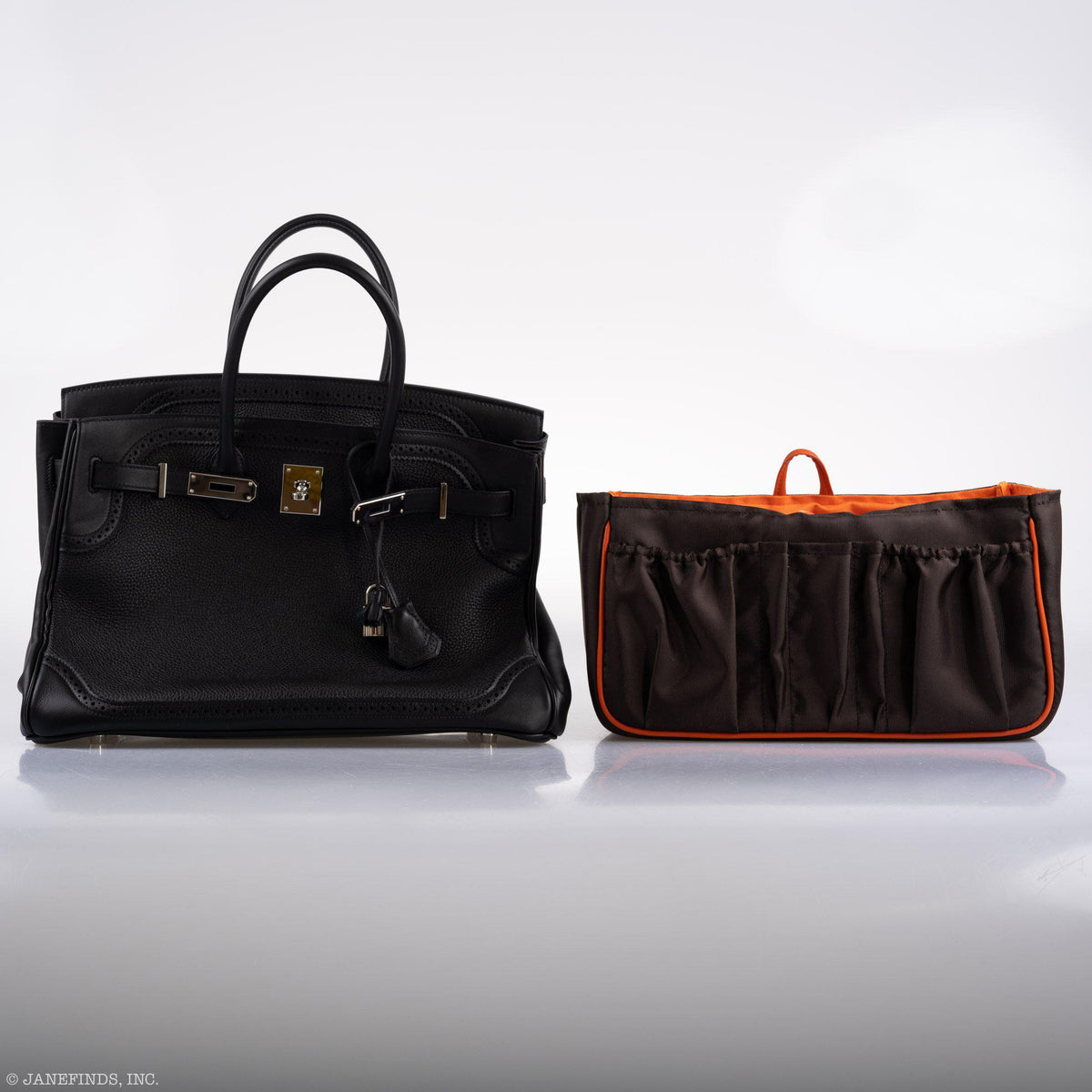 Hermes Ghillies Birkin 35 Black Togo & Evergrain with Palladium Hardware Hermes