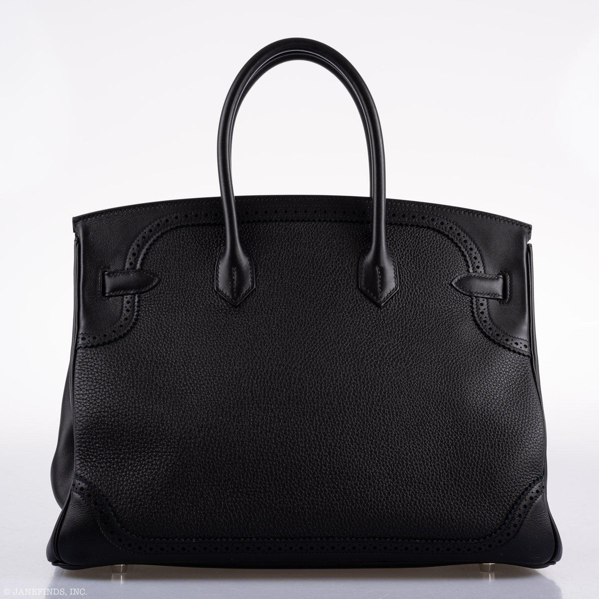 Hermes Ghillies Birkin 35 Black Togo & Evergrain with Palladium Hardware Hermes