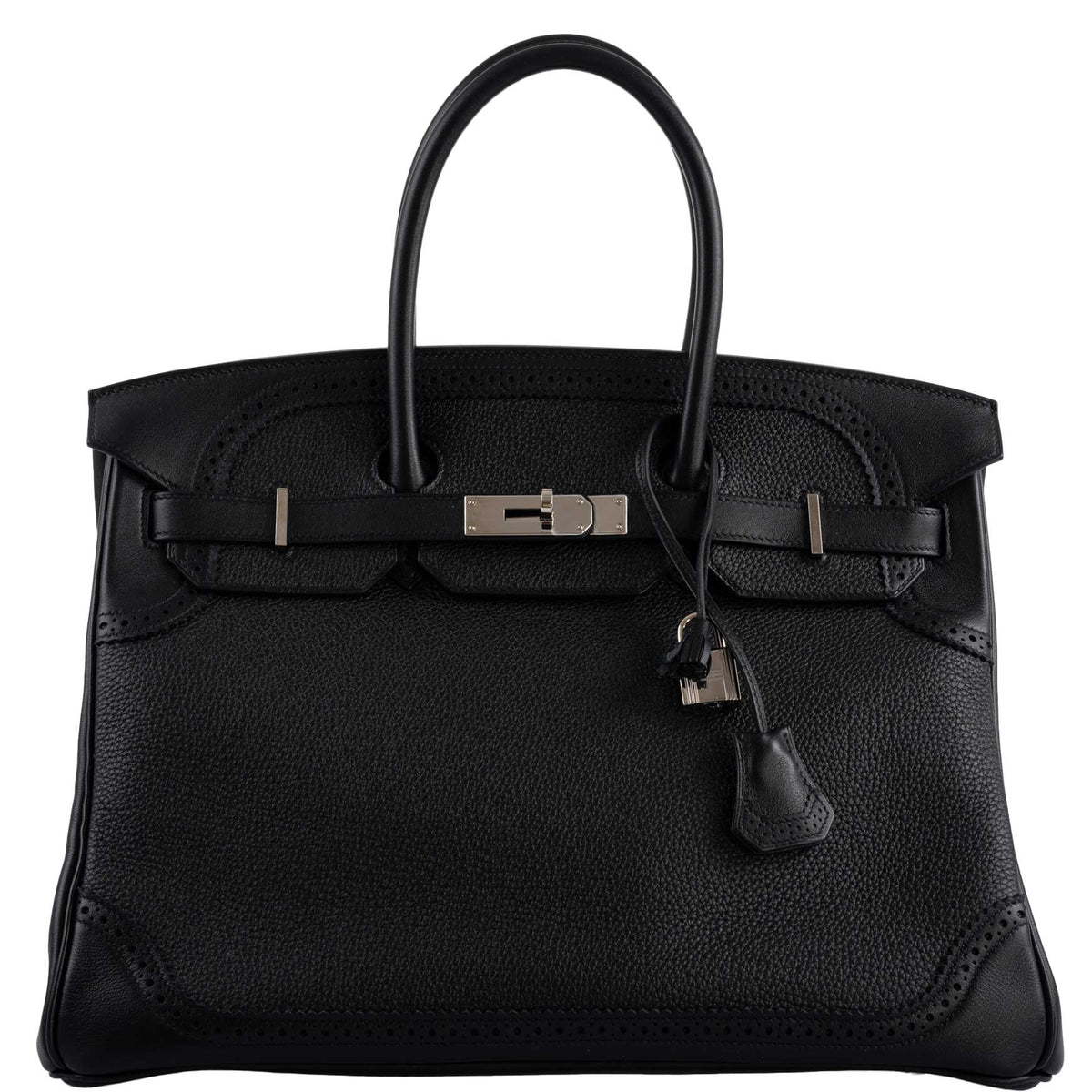 Hermes Ghillies Birkin 35 Black Togo & Evergrain with Palladium Hardware Hermes