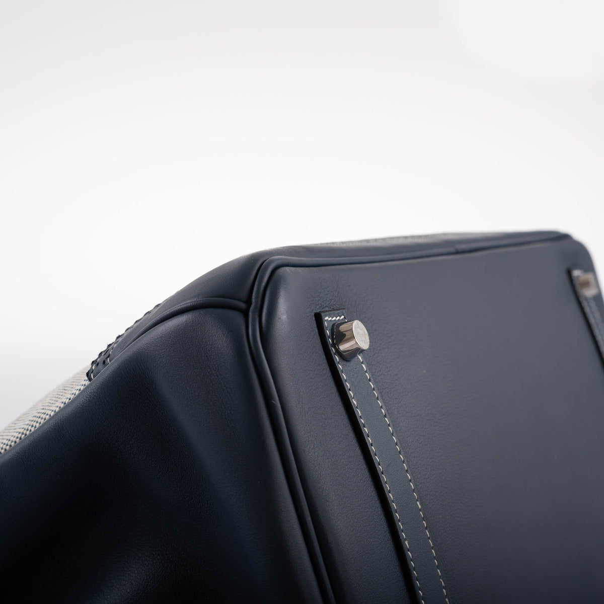 Hermes Ghillies Birkin 35 Blue de Prusse Swift & Toile with Palladium Hardware Hermes