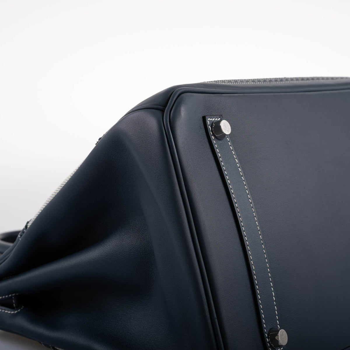 Hermes Ghillies Birkin 35 Blue de Prusse Swift & Toile with Palladium Hardware Hermes
